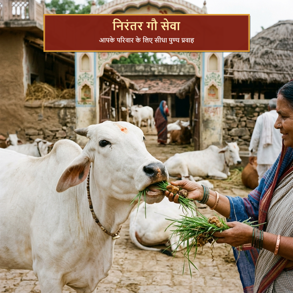 गौ माता सेवा — हरा चारा एवं गुड़ अर्पण